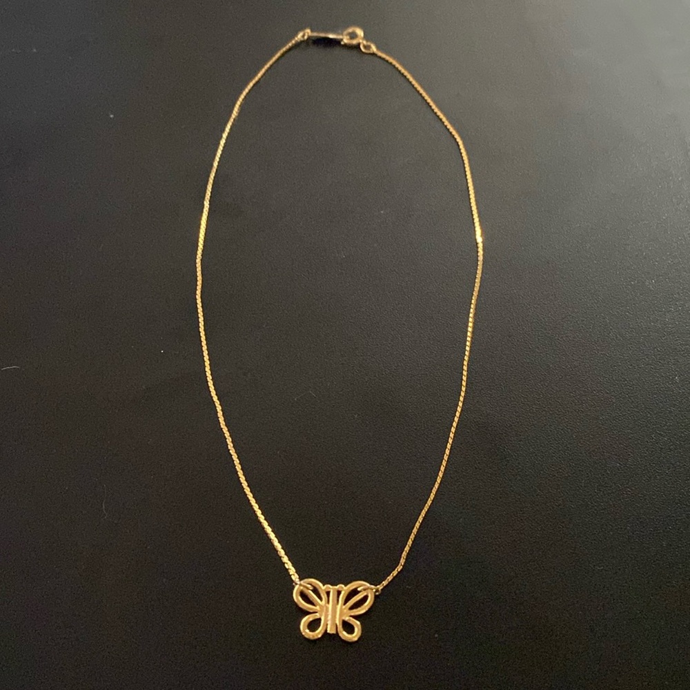 Vintage gold butterfly necklace